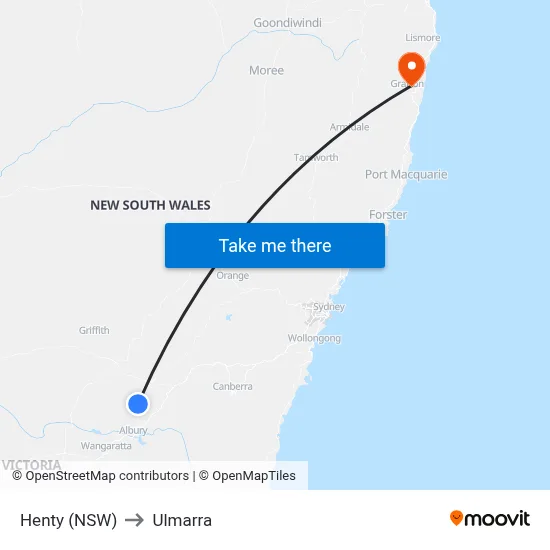 Henty (NSW) to Ulmarra map