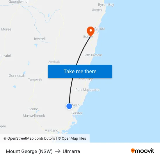 Mount George (NSW) to Ulmarra map
