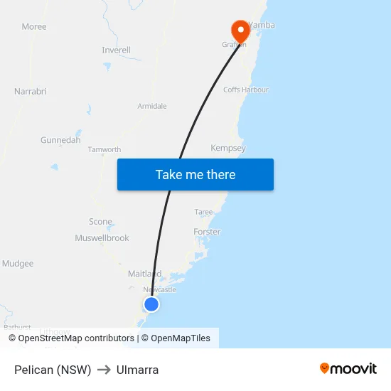 Pelican (NSW) to Ulmarra map