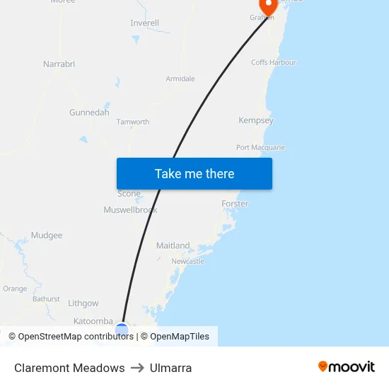 Claremont Meadows to Ulmarra map