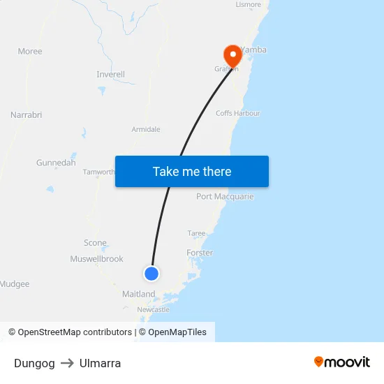 Dungog to Ulmarra map