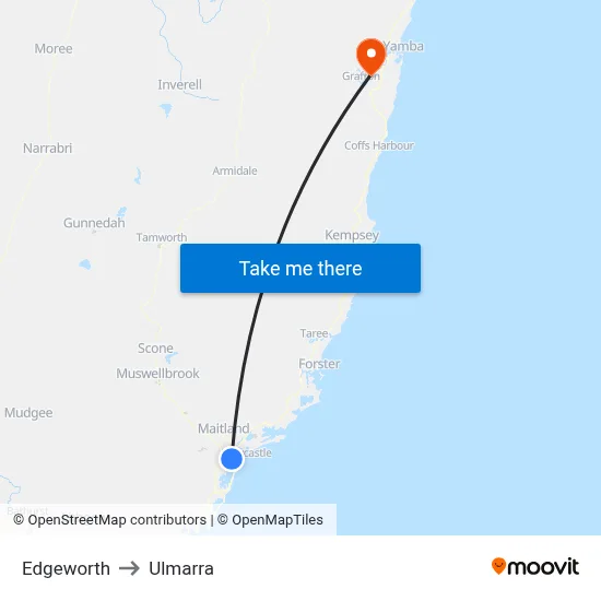 Edgeworth to Ulmarra map