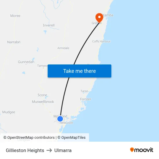 Gillieston Heights to Ulmarra map