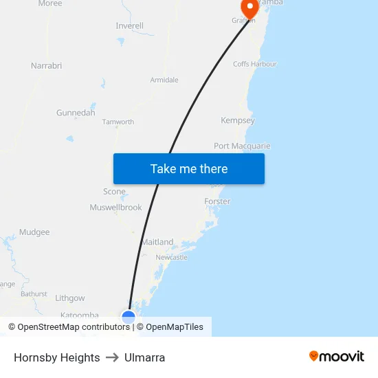 Hornsby Heights to Ulmarra map