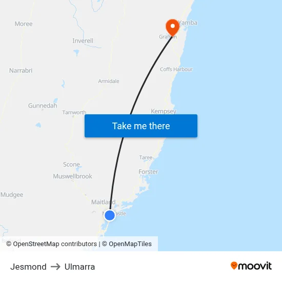 Jesmond to Ulmarra map
