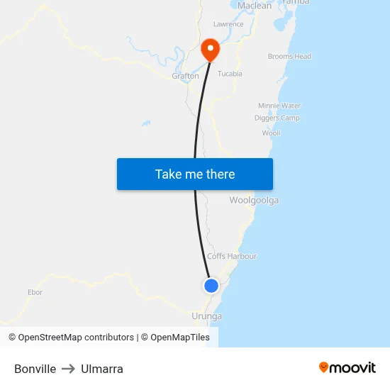 Bonville to Ulmarra map