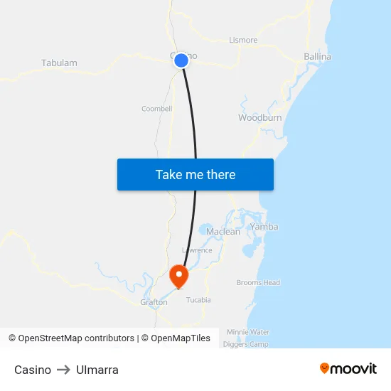 Casino to Ulmarra map