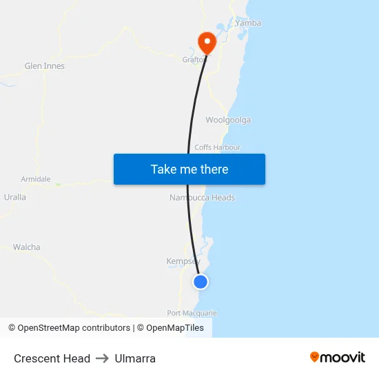 Crescent Head to Ulmarra map