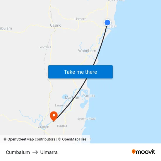 Cumbalum to Ulmarra map