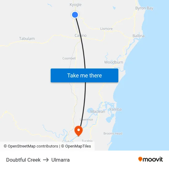 Doubtful Creek to Ulmarra map