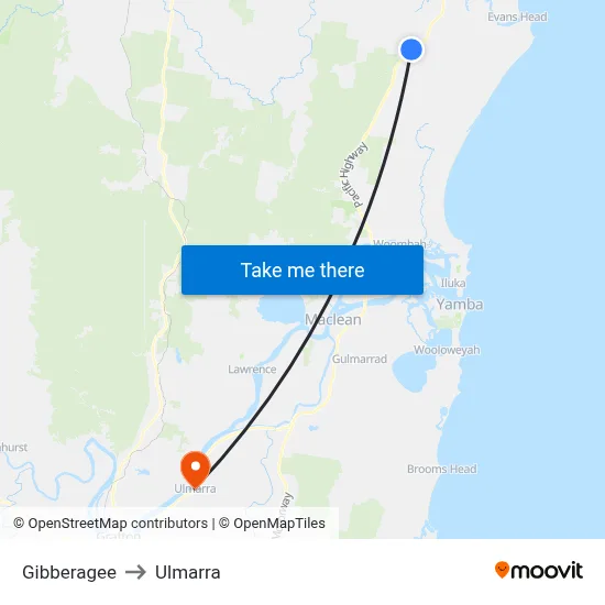 Gibberagee to Ulmarra map