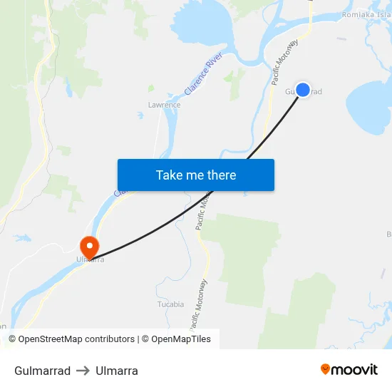 Gulmarrad to Ulmarra map