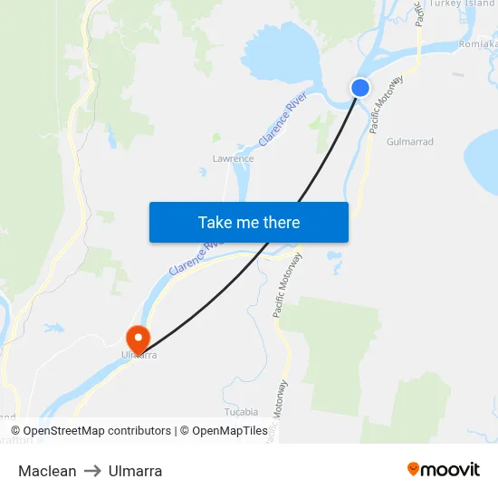 Maclean to Ulmarra map