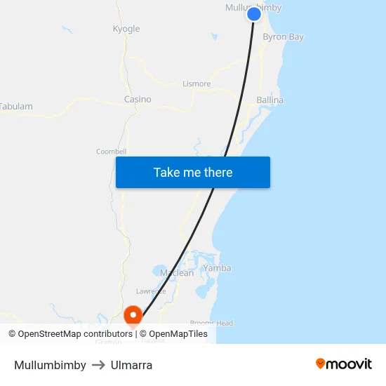 Mullumbimby to Ulmarra map