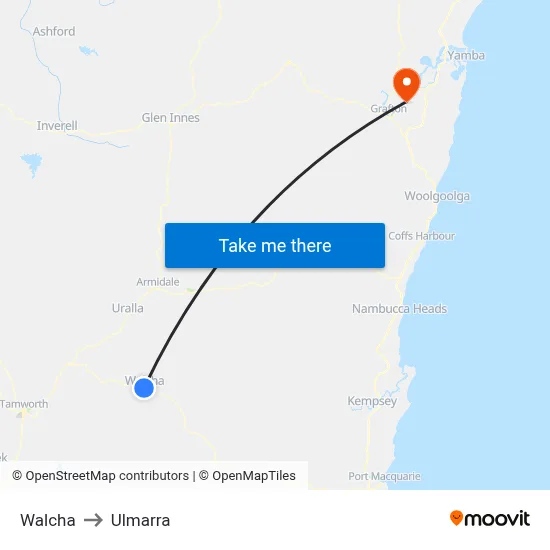 Walcha to Ulmarra map