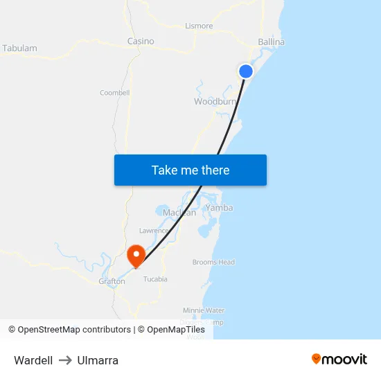 Wardell to Ulmarra map