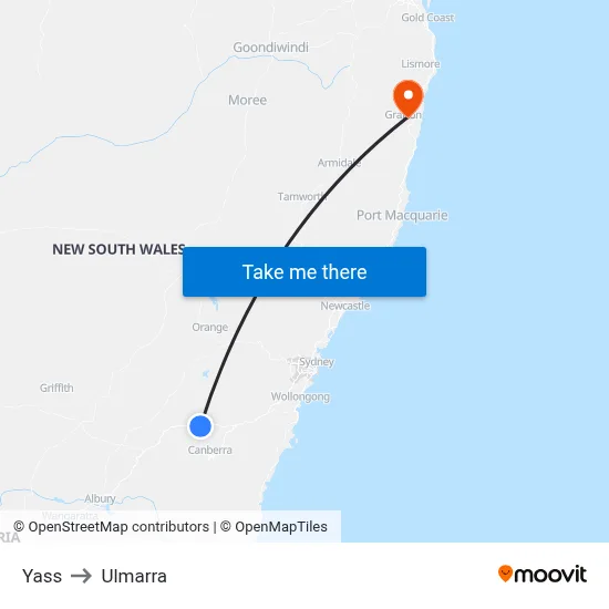 Yass to Ulmarra map