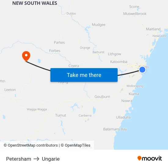 Petersham to Ungarie map