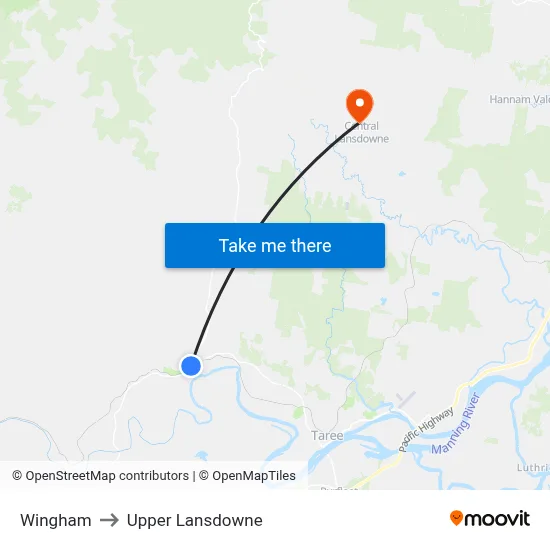 Wingham to Upper Lansdowne map