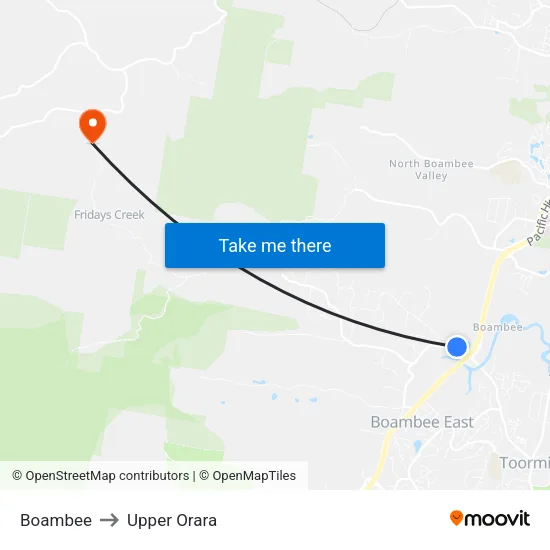Boambee to Upper Orara map