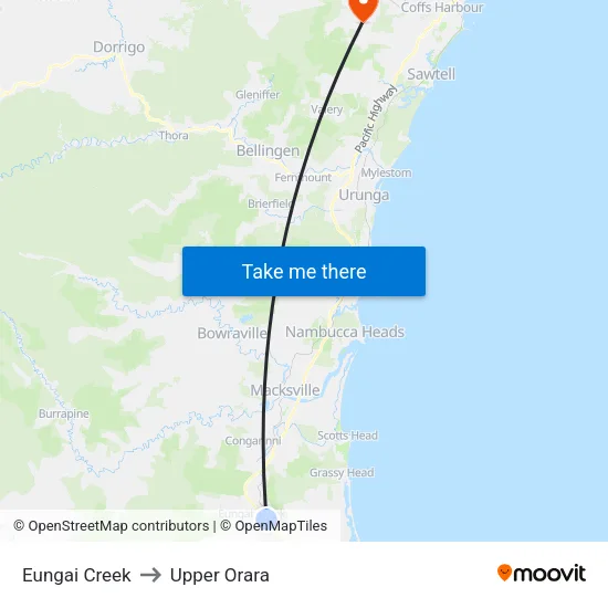 Eungai Creek to Upper Orara map