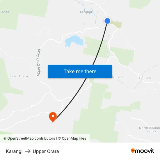 Karangi to Upper Orara map
