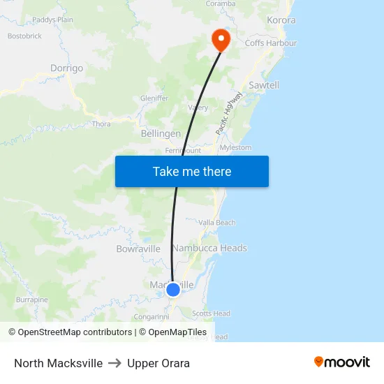 North Macksville to Upper Orara map