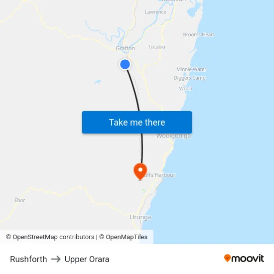 Rushforth to Upper Orara map