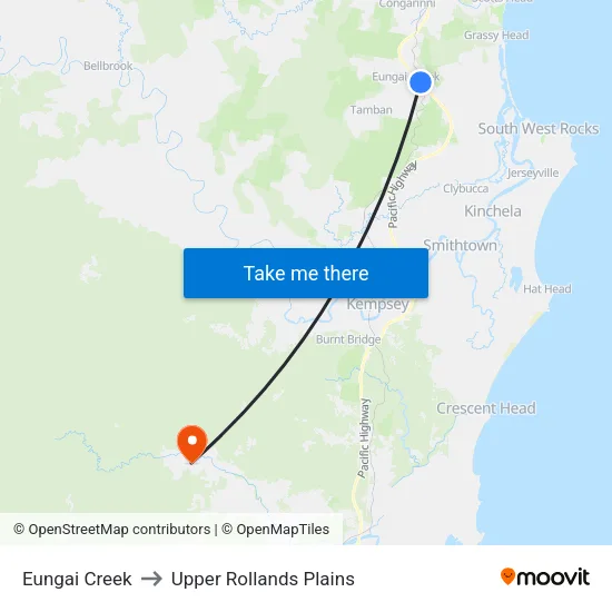 Eungai Creek to Upper Rollands Plains map