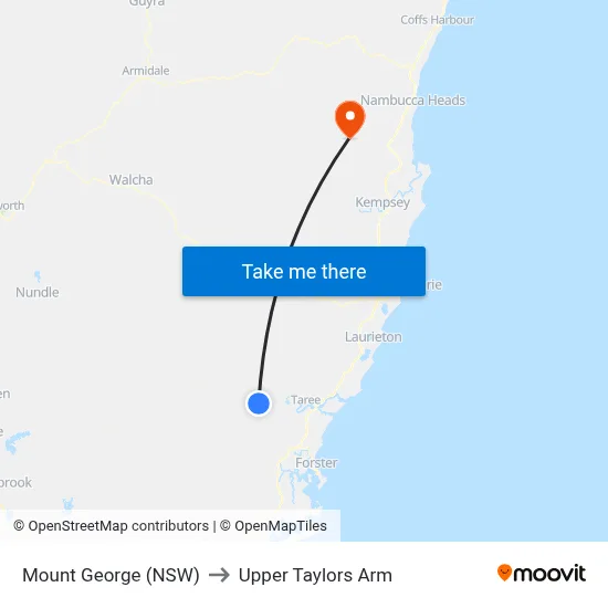Mount George (NSW) to Upper Taylors Arm map