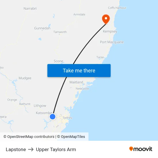 Lapstone to Upper Taylors Arm map