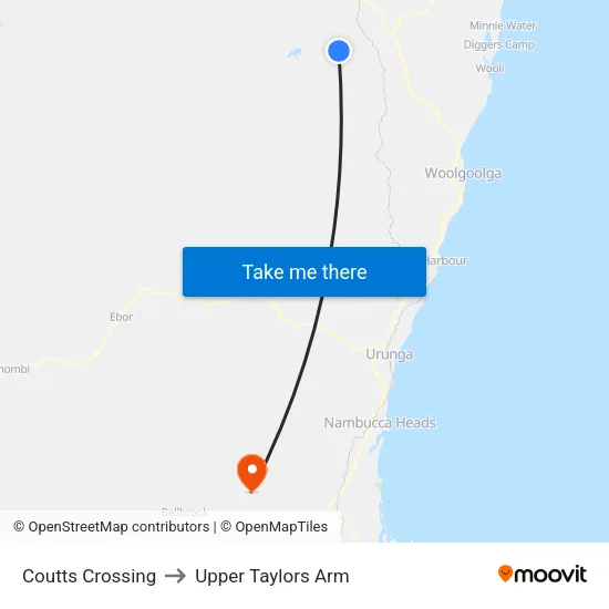 Coutts Crossing to Upper Taylors Arm map