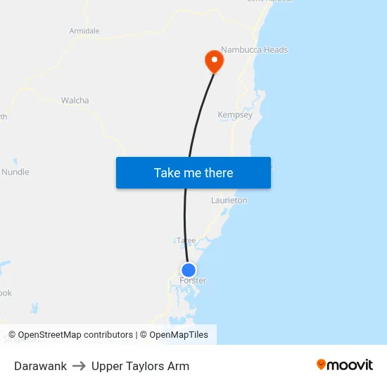 Darawank to Upper Taylors Arm map