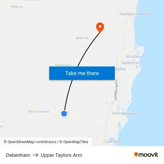 Debenham to Upper Taylors Arm map