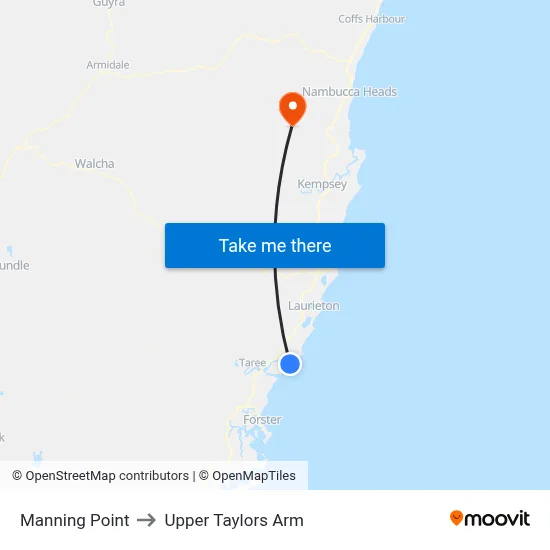 Manning Point to Upper Taylors Arm map