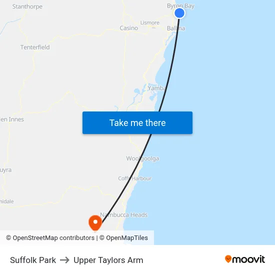 Suffolk Park to Upper Taylors Arm map