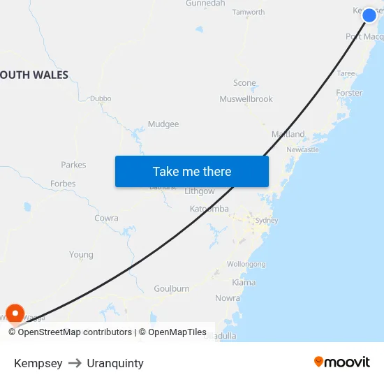 Kempsey to Uranquinty map