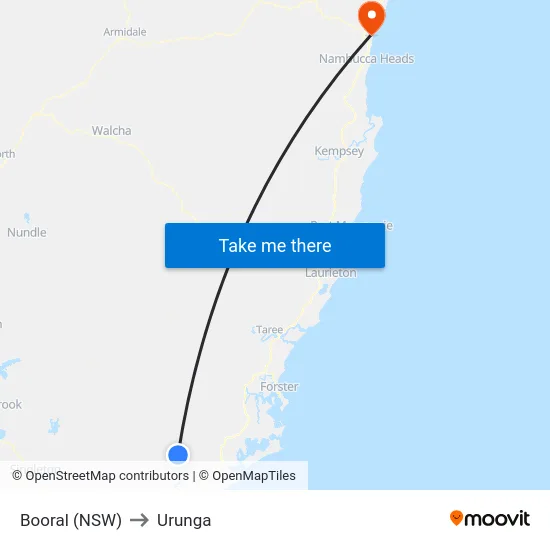 Booral (NSW) to Urunga map