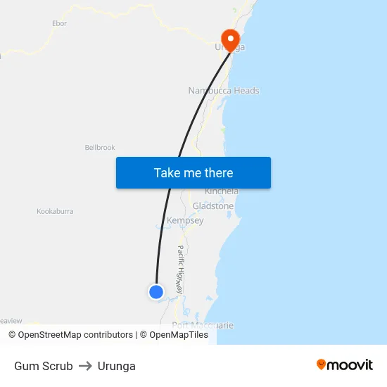 Gum Scrub to Urunga map