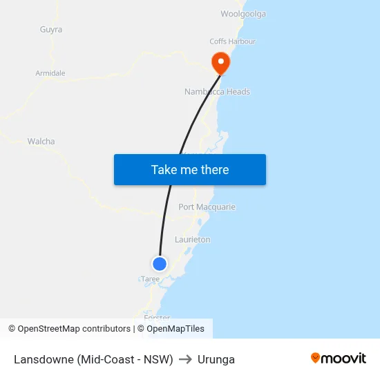Lansdowne (Mid-Coast - NSW) to Urunga map