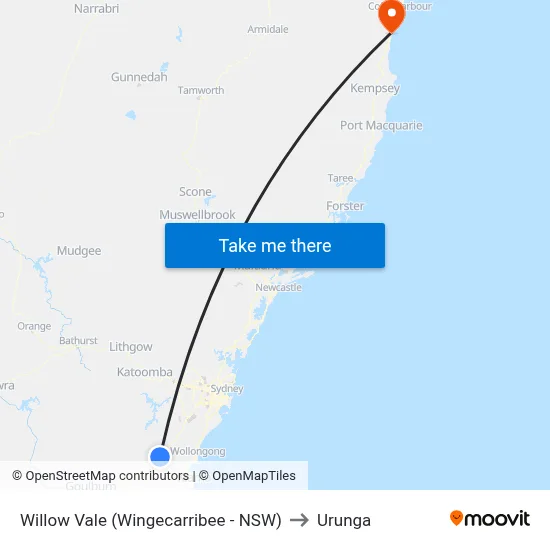 Willow Vale (Wingecarribee - NSW) to Urunga map