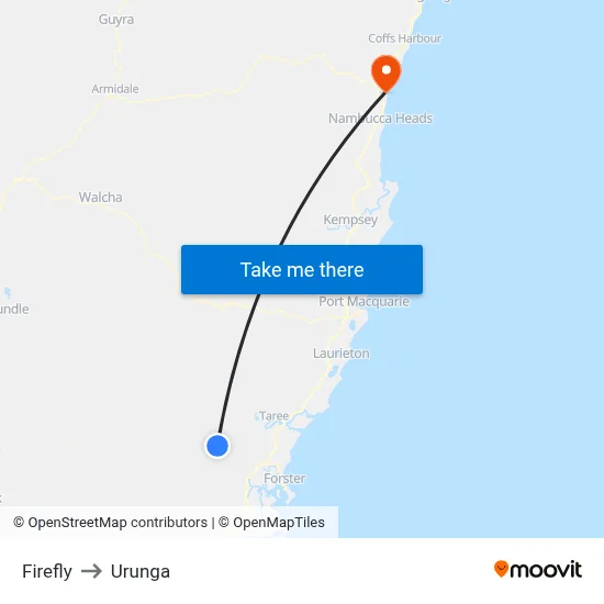 Firefly to Urunga map