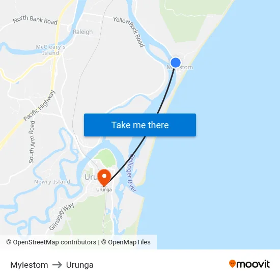 Mylestom to Urunga map
