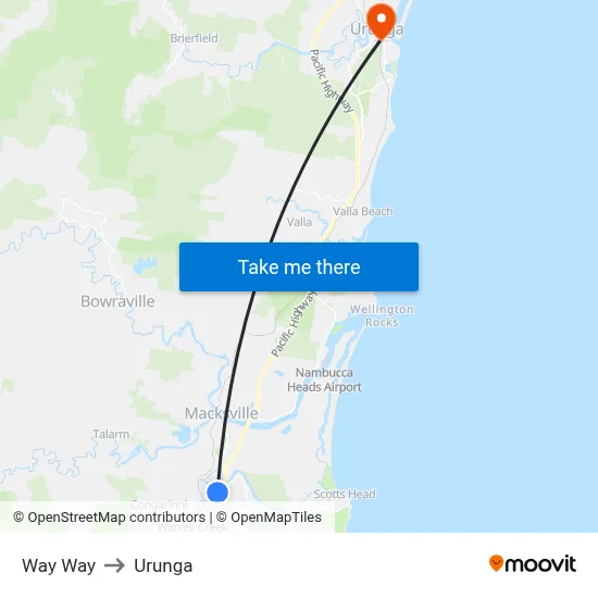 Way Way to Urunga map
