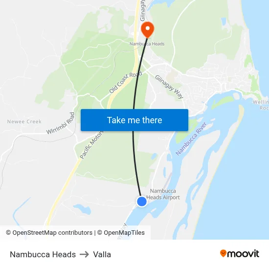 Nambucca Heads to Valla map