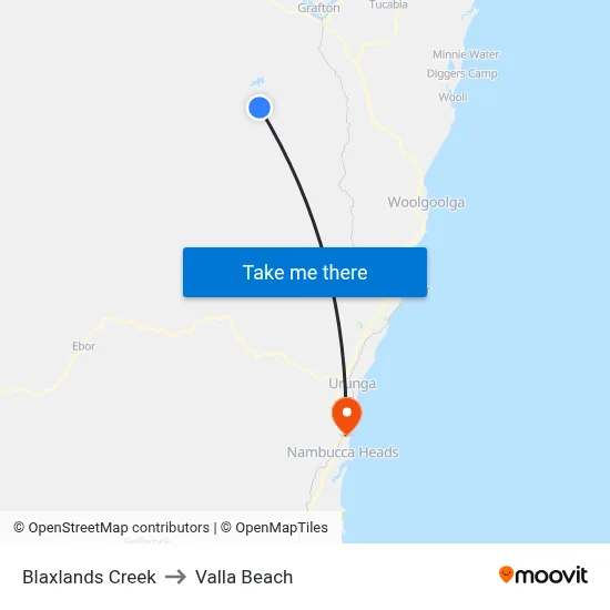 Blaxlands Creek to Valla Beach map