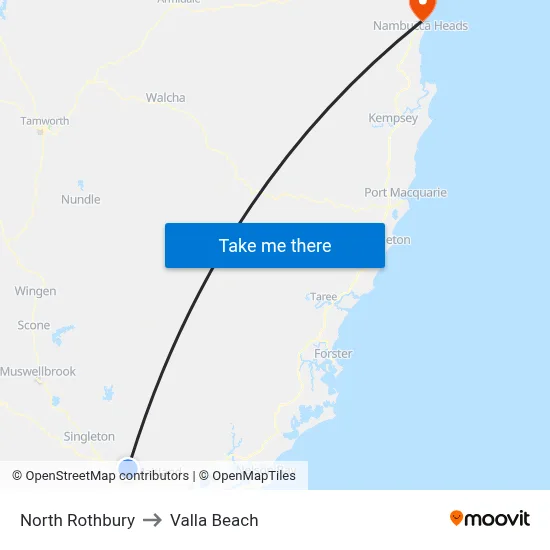 North Rothbury to Valla Beach map