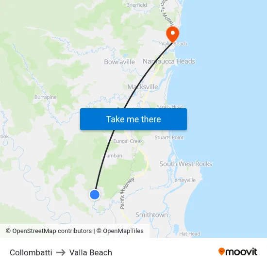 Collombatti to Valla Beach map