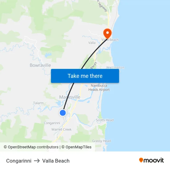Congarinni to Valla Beach map