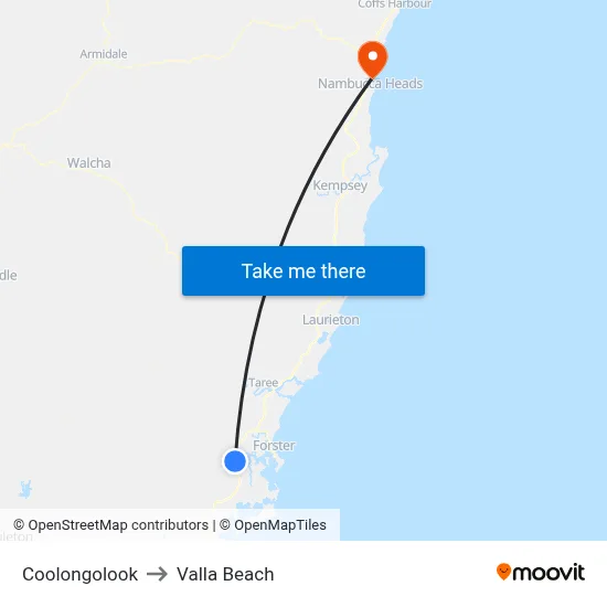 Coolongolook to Valla Beach map
